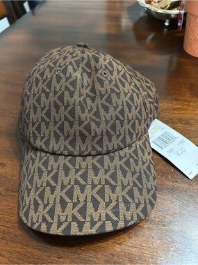 Authentic Michael Kors Brown MK Monogram Baseball Cap